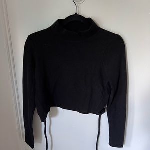 NWT Madewell Open Back Cropped Black Sweater (Size Small)